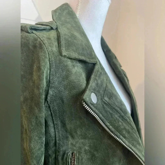 BlankNYC Suede Olive Green Moto Jacket Size Small - Picture 8 of 16